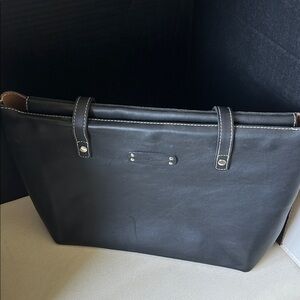 Pad & Quill Black Leather Laptop/Tote Bag
